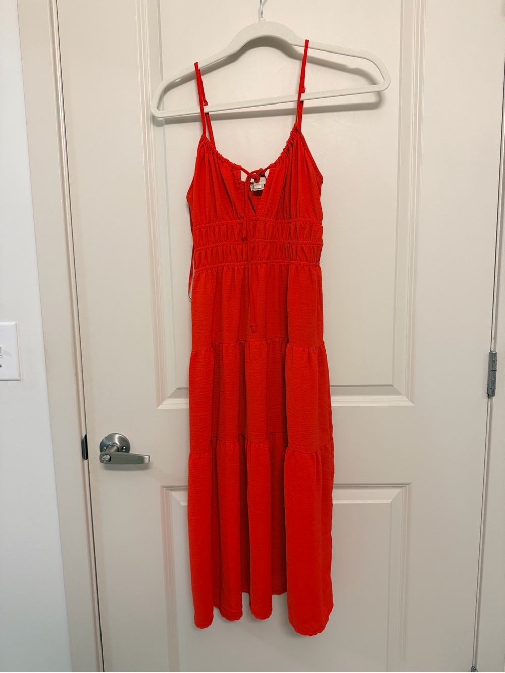 Chateau Red Spaghetti-Strap Tiered Maxi Dress